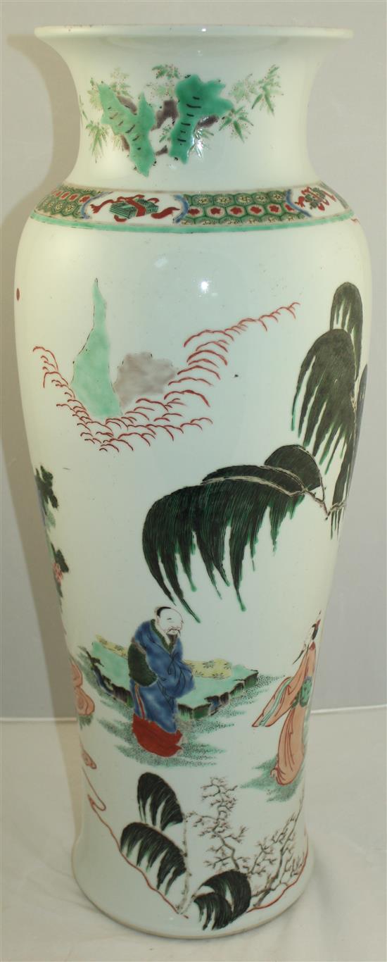 A tall Chinese famille verte baluster vase, in Kangxi style, 59.5cm